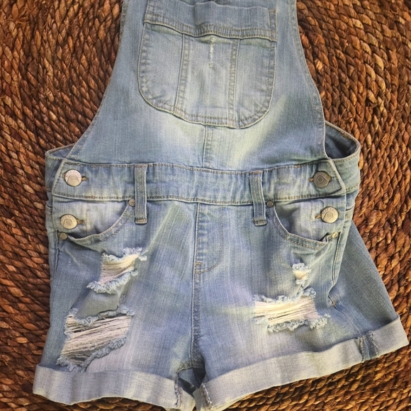 Blue Spice Distressed Denim Overalls Size 1 - Picture 6 of 6
